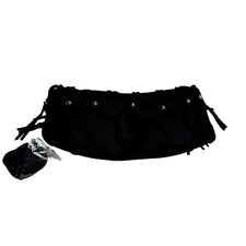 Womens XS Black Beaded Macrame Strapless Bandeau Bikini Swim Top Festival Boho