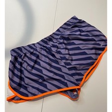 Nike Dri-FIT Women XL Running Shorts Purple Navy Geometric Stripe Orange Trim