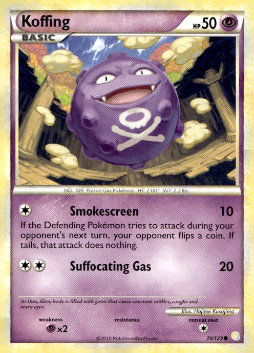 Koffing 70/123 Common HeartGold & SoulSilver Pokemon Lightly Played