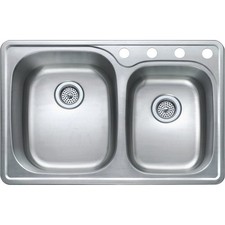 Compass Manufacturing 33 In. x 22 In. x 9 In. 60/40 Double Bowl Stainless Steel