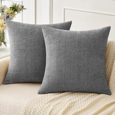 Pack of 2 Couch Throw Pillow Covers 18x18 Inch Soft Dark Gray Chenille Pillow Co