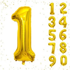 40 Inch Gold Number Balloons, Helium Mylar Foil Number Balloons for Birthday,...