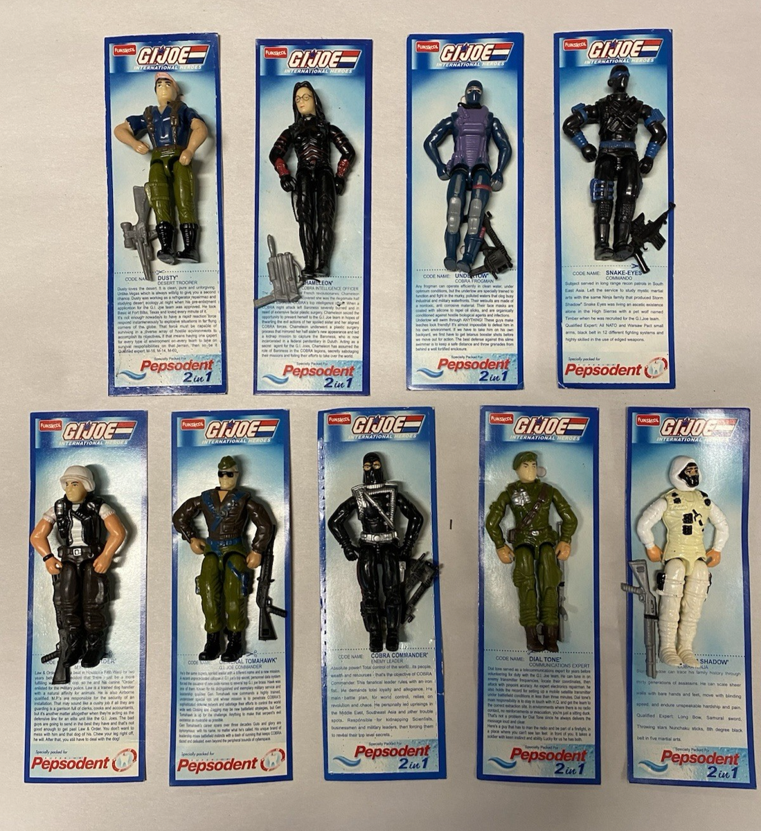 9 PIECE SET Funskool GI Joe Figure | Pepsodent Toothpaste Promo