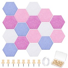 Mindsoft 6.7 x 5.9 in 16 Pcs Hexagon Cork Board Tiles with x in, Pink