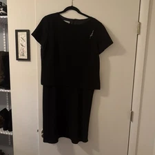 Jones Wear Women's Dress Black Cocktail Formal Size 16 NWT Shortsleeved Lined