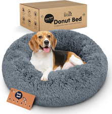 Donut Dog Bed - Premium Comfort for Anxiety Relief - Fluffy  Calming Design wit