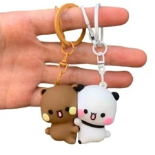 Cartoon Panda Bubu Dudu Magnetic Keychain Toy Figures Couple Backpack Gift