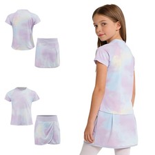 Kids Girls Outfit Split Skirt Sports Set Workout Tracksuit Set Summer 2-piece