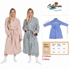 Womens Robe Soft Warm Fleece Plush Bathrobe Ladies Sleepwear Housecoat Nightgown