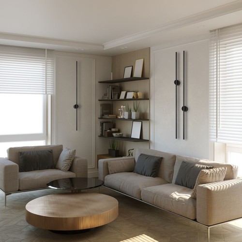 Lampada Da Parete LED Metallo H:120 CM Nero Bianco Neutro 1600 Lm Wandleuchte - Foto 7 di 8
