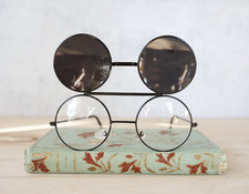 vintage 80s Flip-up Sunglasses NOS Ebony Tone Cable Steampunk goth Grunge Hippie