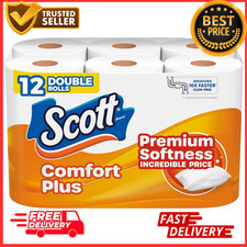 Scott ComfortPlus Toilet Paper 2-Ply Soft Bath Tissue 12 Double Rolls Strong