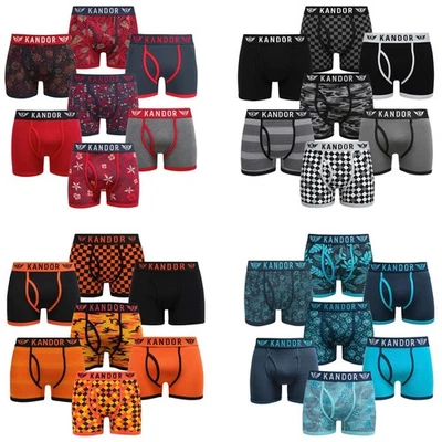 KANDOR Men’s 7 Pack Cotton Boxers Comfort Fit Underwear Multi Colour Gift Set