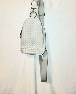 Moda Luxe Regina Sling Gray Woven Vegan Leather Purse/backpack
