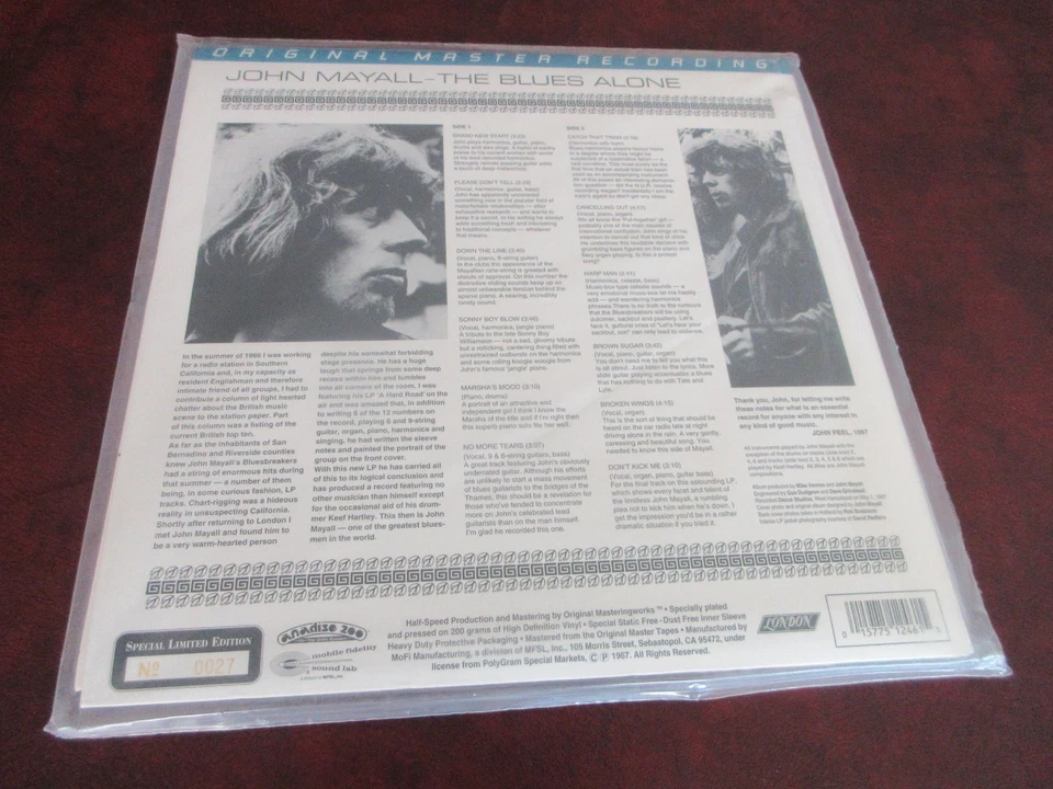 JOHN MAYALL MFSL VERIFIED 1ST EDITION #D 27 ANALOG AUDIOPHILE ANADISC 200GRAM LP - Image 2 of 2
