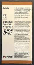 United Airlines Boeing 727 Safety Card - 4/91