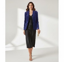 Talbots Blazer Women s Size 12 Jacket Woven Crushed Blue Velvet