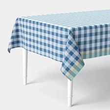 104"x60" Checked Tablecloth Blue
