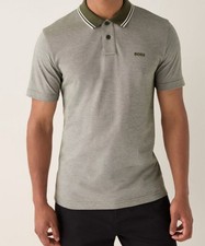HUGO BOSS Green Relaxed Fit Tipped Collar Polo Shirt Size XL L-M Short 