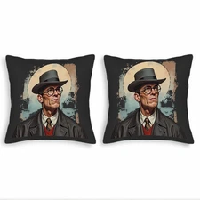 Set of 2 Vintage-Inspired 18x18in Throw Pillow Covers with Circular Textured 