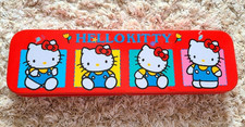Vintage Sanrio Hello Kitty Tin Pencil Case Red 1988 4 Kitty Japan Unused Rare