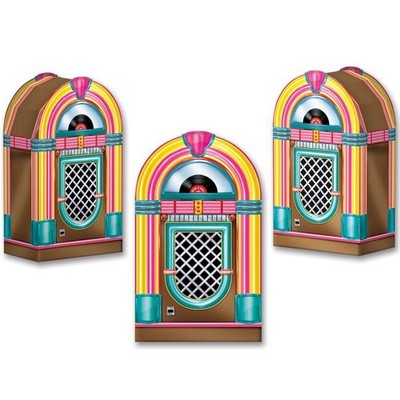 Jukebox Favor Boxes 3 Pack 3.5''x 6'' 1950s Paper Hop Diner Music Party Decoration