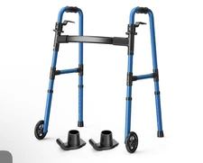 Folding Walker with 2 Skis and 5" Wheels, Lightweight Walkers for Seniors