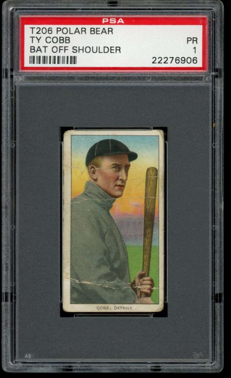 1910 T206 #97 Ty Cobb PSA 1 Tigers Bat off Shoulder Polar Bear (6906) view 1