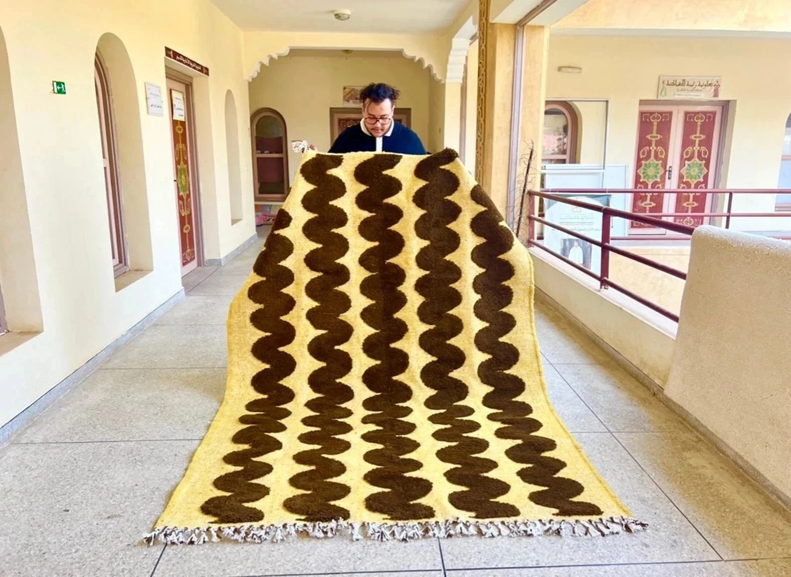 Custom rug Moroccan rug Striped rug style Brown and Yellow Berber rug 8x10|8x12