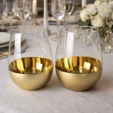 Viski Gold Dipped Glass Wine Tumblers - Set of 2 - Lead-Free - 19 Oz - 2021