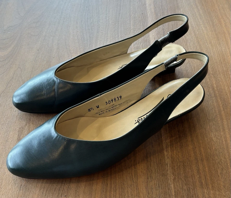 Zapatos de mujer con honda trasera talla 8,5 W, verdes, elegantes, ropa de carrera, dinero antiguo Foto 4 de 4