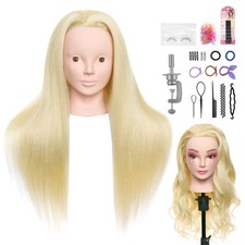 Frisierkopf Schminkkopf 50%Echtes 24" Übungskopf Haar-Styling +Haar-Styling-Set