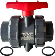 Full Port PVC Union Ball Valve, 2" Inch (DN50) True Union Full Flow Ball Valve,