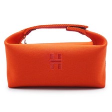 HERMES Brid A Black PM Cotton canvas, Orange Feu Handbag