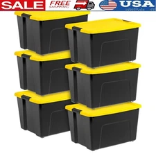 Storage Bins W/ Lids 6 Pack Stackable Plastic Storage Containers Organization US