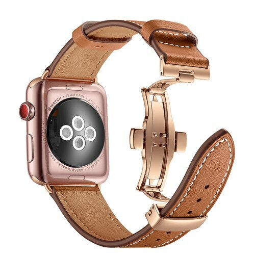 Butterfly Buckle Leather Strap For Apple Watch 8/7 41/45mm 6 5 4 40/44mm 38/42mm - Picture 21 of 21
