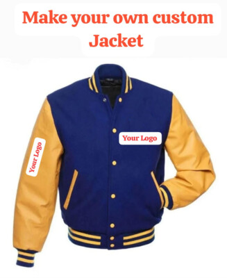 Cutsom Letterman Varsity Jacket With Pure Leather Sleeves
