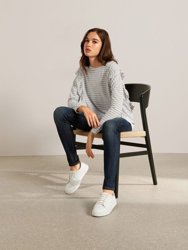 John Lewis AND/OR Womens Oversized Stripe Ivory/Grey Top Tshirt Blouse Size 6 UK - Picture 2 of 11