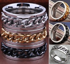 Wholesale 30 Men's SPIN Chain Stainless Steel SPINNER Ring Quality Rings