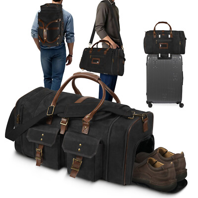 canvas duffle bag oversized travel tote luggage with shoulder strap Waxed Canvas Shoulder Carry Duffle Bag Large Travel Backpack Luggage Sports  Gym