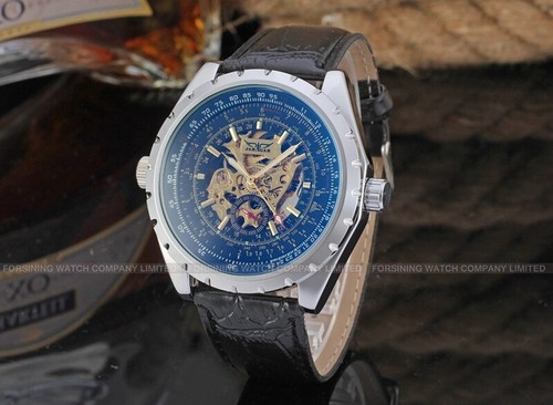 Jaragar Automatic Stainless Steel Leather Strap Skeleton Sports Watch - New - Picture 7 of 7