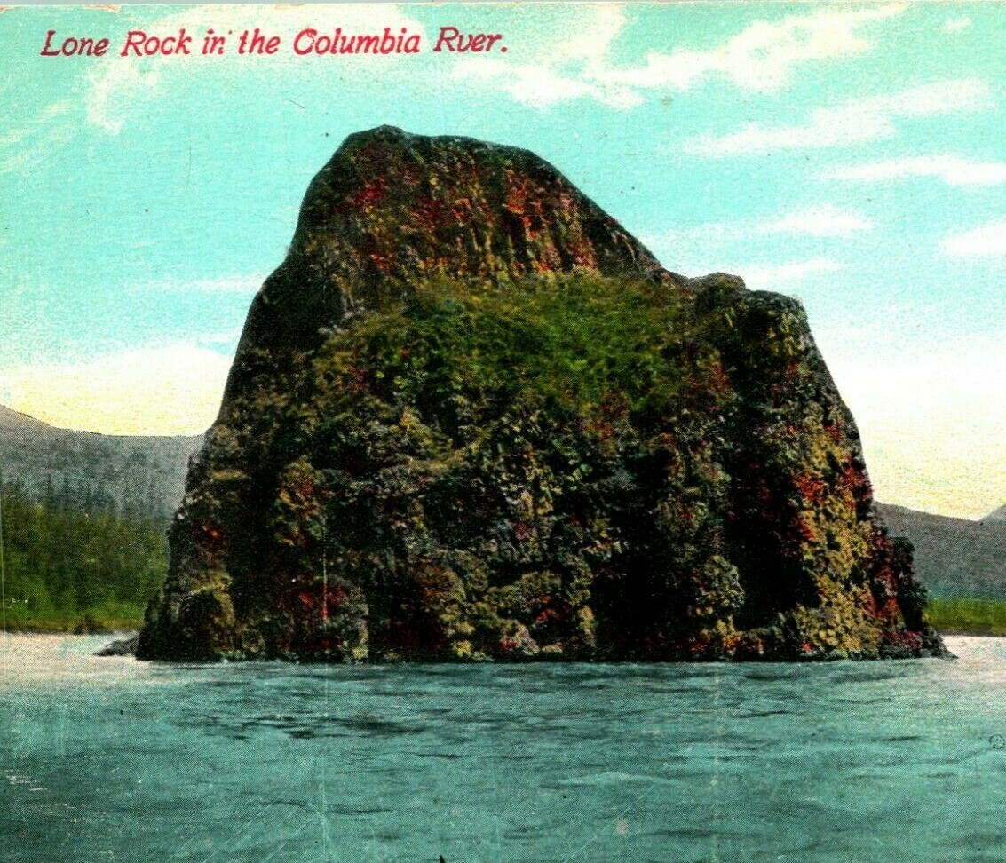 Lone Rock in Columbia River Washington WA UNP 1910s DB 