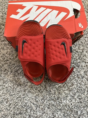 New-Nike Toddler Sunray Adjust 5 (TD) Sandals -University Red /Black -Size 7C
