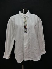 Size L costume shirt shirt Alphorn white cotton hunter deer embroidery TH1391