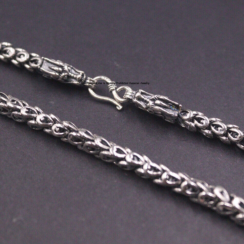 Pure S925 Sterling Silver Chain 6mm Dragon Phoenix Feather Link