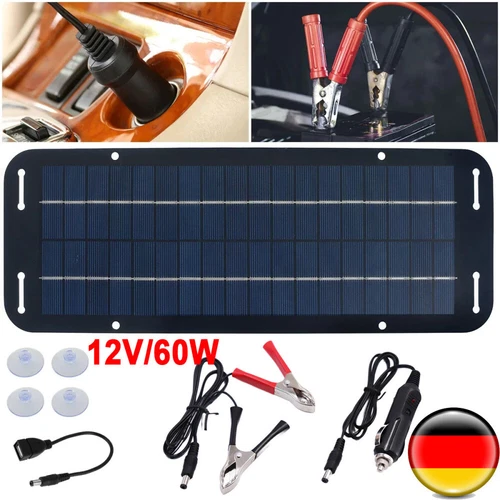 60W 12V Solarpanel Kit Solarmodul USB-Ladegerät Solarzelle Solar Auto Ladegerät