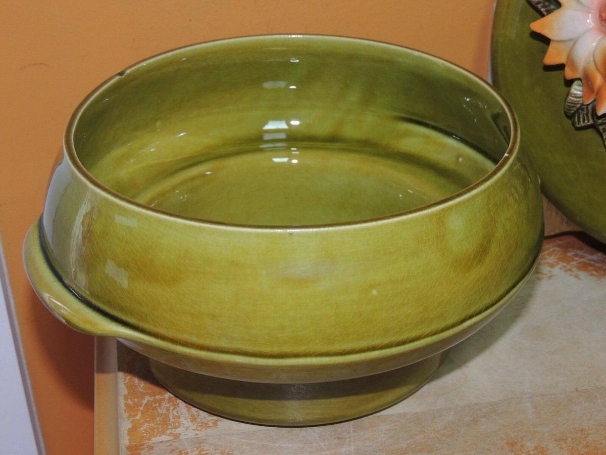 California USA Lazy Susan green Relish Divided Serving Dish