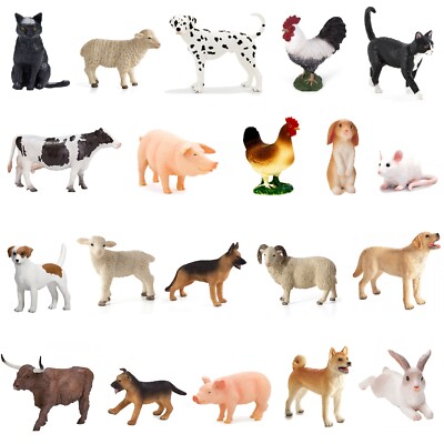 Tier Planet Figur Bauernhoftiere Haustier Katze Hund Kuh Hahn Hase Maus Schaf