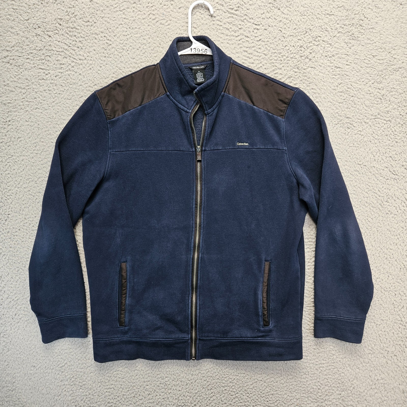 Calvin Klein Jeans Jacket Mens Size Medium Navy Blue Fleece Full Zip