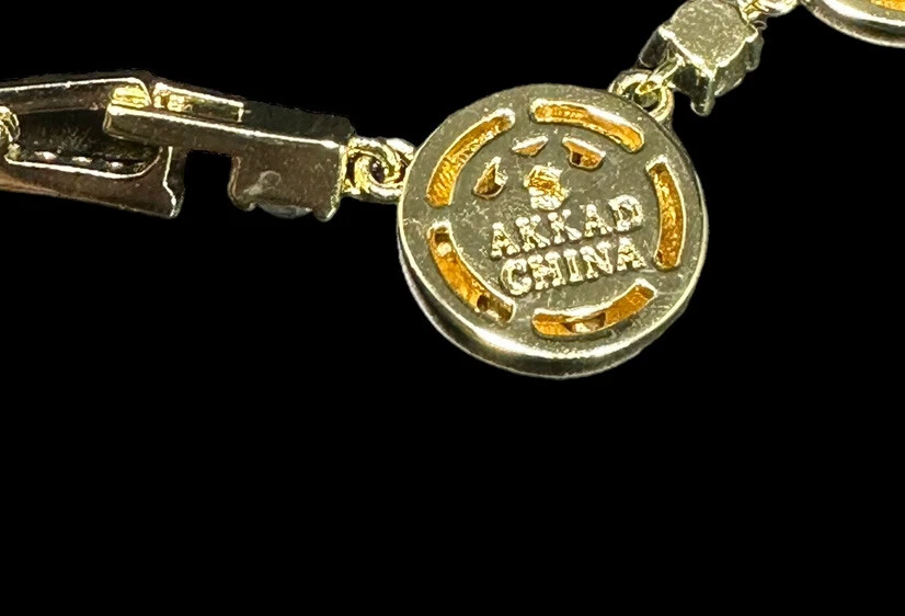 设计师 AKKAD 铺水钻手链圆形链式金色签名  — 第 3/4 张图片